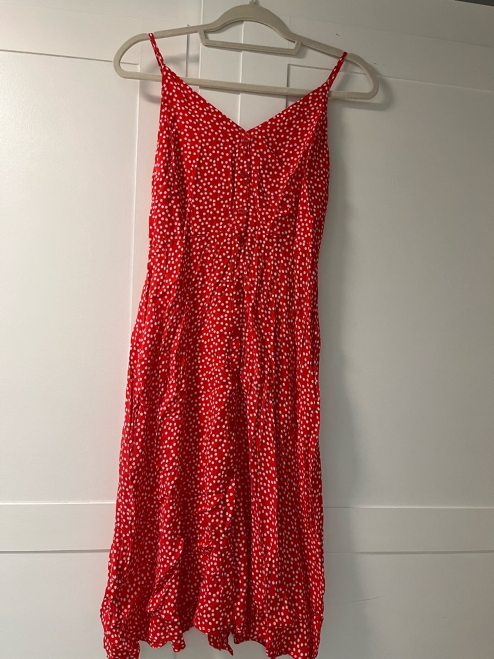 Express Red Polka Dot Slip Dress with Spaghetti Straps size small